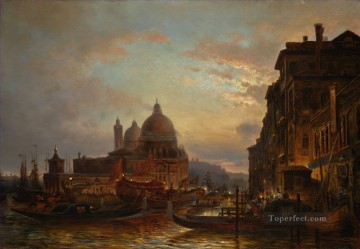 Venecia clásica Painting - VENECIA AL ATARDECER CELEBRACIÓN DE VÍSPERA DE SANTA MARIA DELLA SALUTE Alexey Bogolyubov paisaje urbano